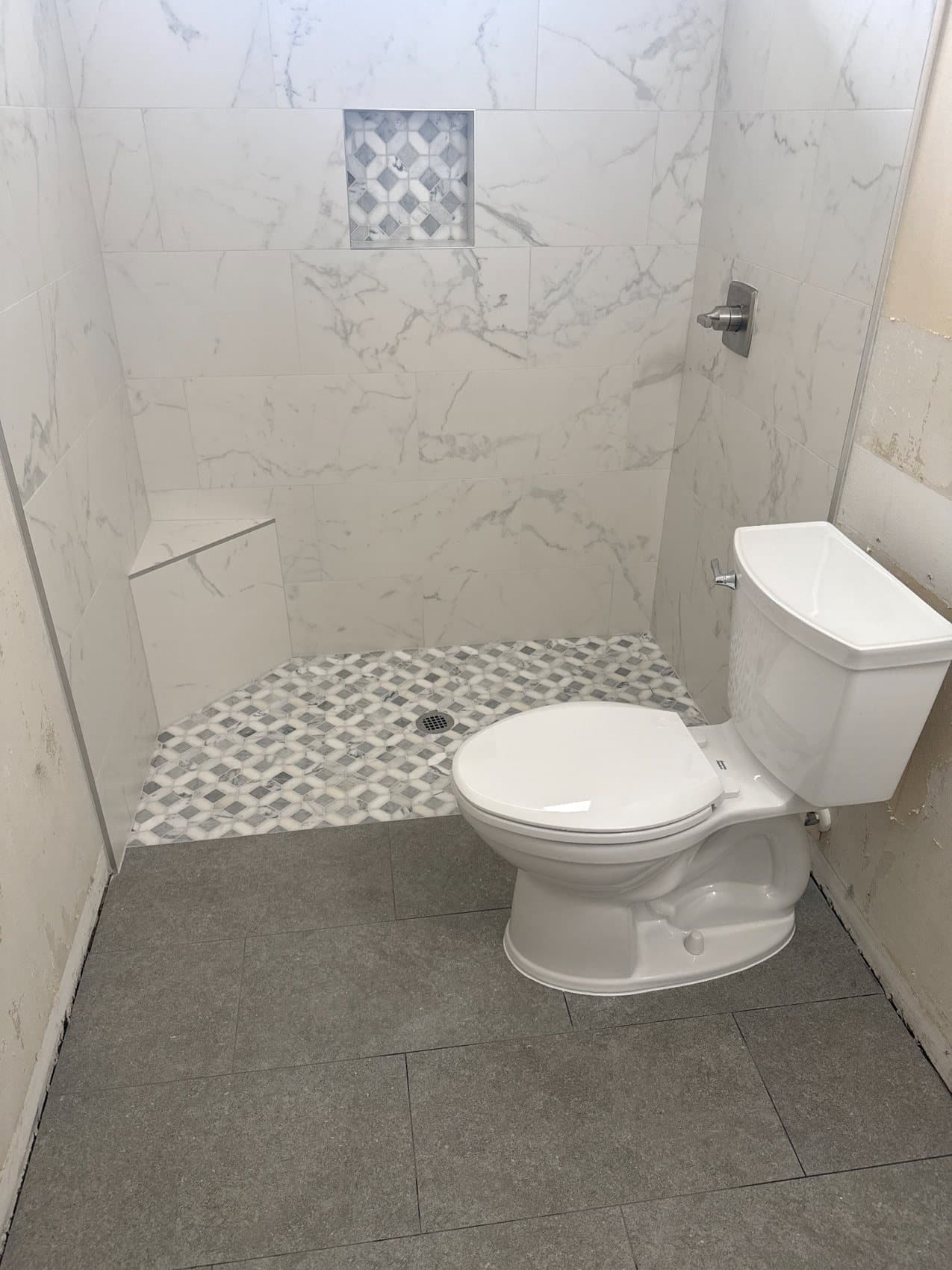Marble Shower · Mosaic Floor