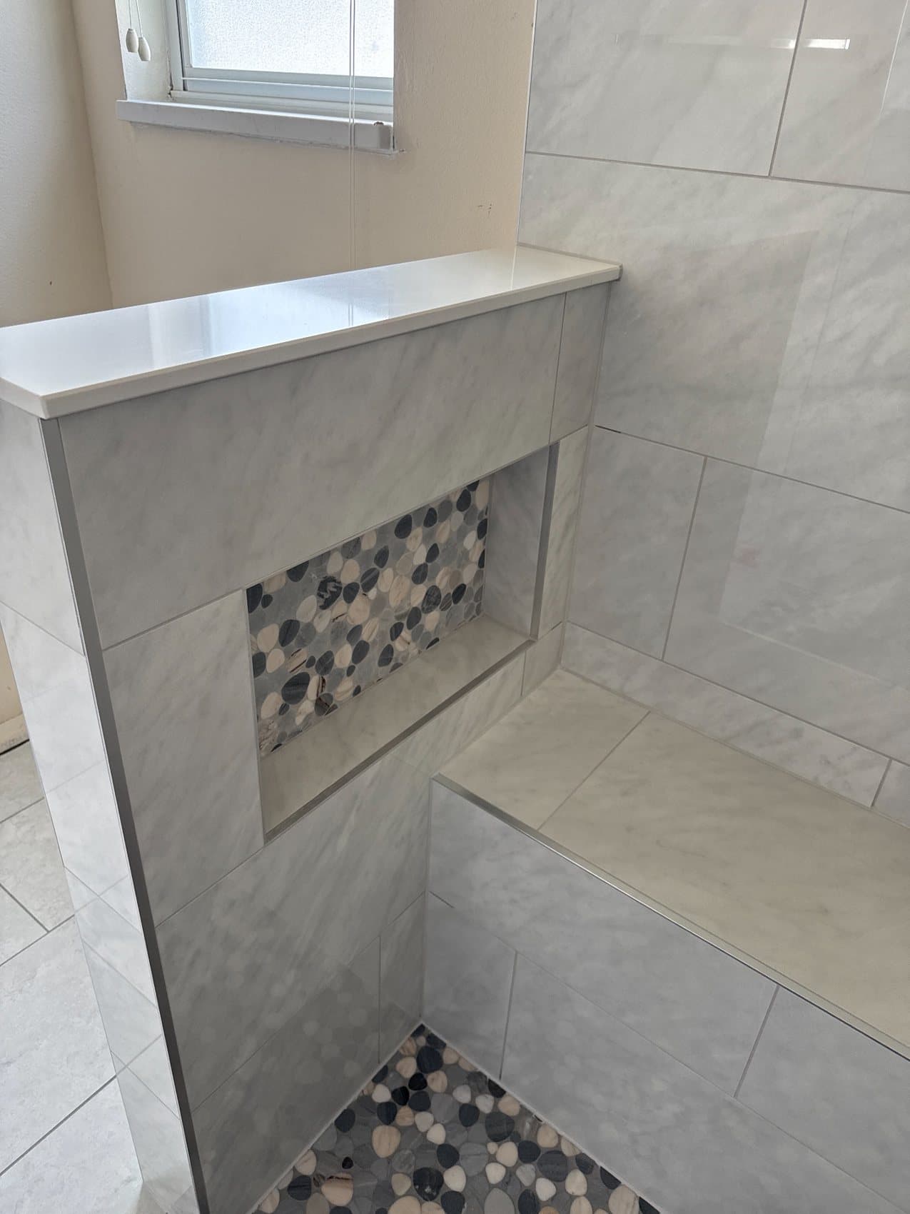 Shower Niche · Marble & Pebble